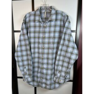 Hanna Andersson Men's Blue Plaid Flannel Button‎ Front Long Sleeve Shirt Size L